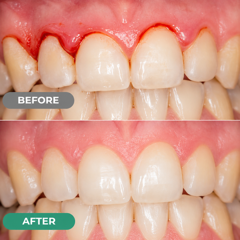 Before and after whitening